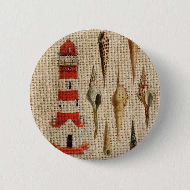 Leuchtturm für Shabby Chic-Uferseashell Button (Vorderseite)