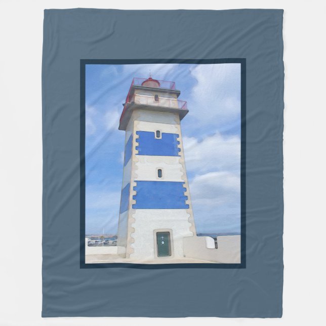 Leuchtturm für Wasserfarben Fleecedecke (Vorderseite)