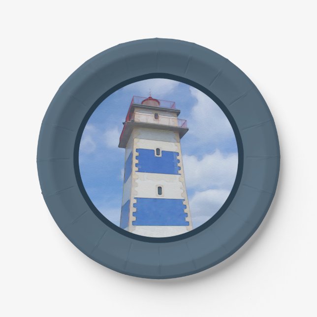 Leuchtturm für Wasserfarben Pappteller (Vorderseite)