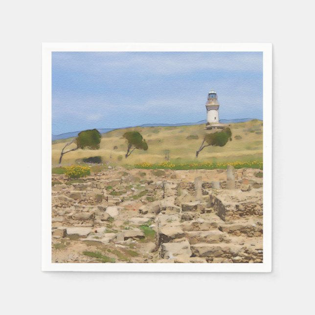 Leuchtturm für Wasserfarben Serviette (Vorderseite)