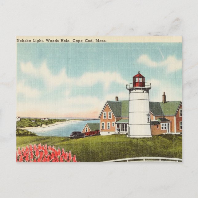 Leuchtturm, Holzsteg, Massachusetts von Cape Cod Postkarte (Vorderseite)