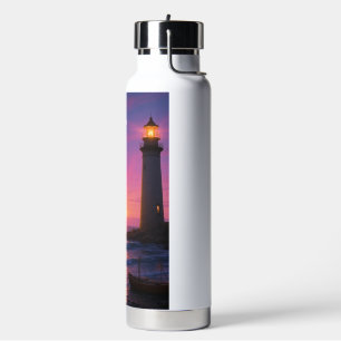 Leuchtturm im farbenfrohen Sonnenuntergang - Trinkflasche