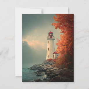 Leuchtturm im Herbst Postkarte