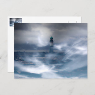 Leuchtturm im Sturm - Ostsee Postkarte