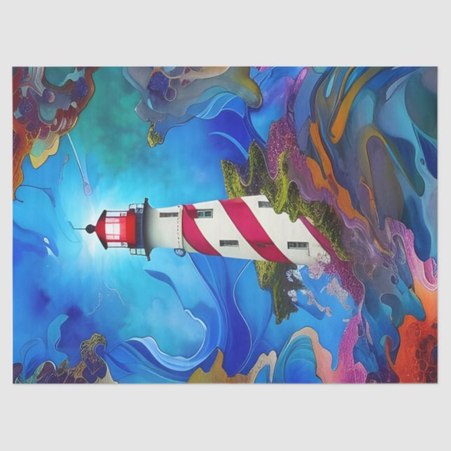 Leuchtturm im Sturm Seidenpapier (Vorderseite)