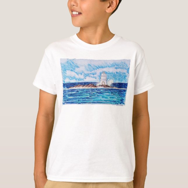 Leuchtturm in Blau T-Shirt (Vorderseite)