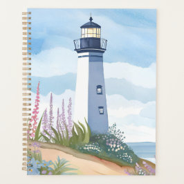 Leuchtturm in Blüte | Küsten-Wasserfarben-Blumen Planer