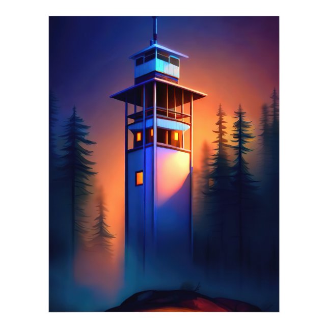Leuchtturm in der Nacht Fotodruck (Vorne)