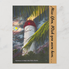 Leuchtturm in der Nacht Key West, Florida Postkarte