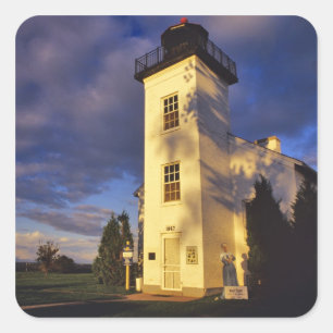 Leuchtturm in Escanaba UP Michigan Quadratischer Aufkleber
