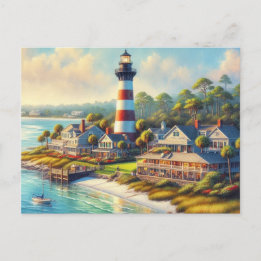 Leuchtturm in Harbour Town South Carolina Postkarte