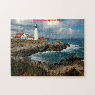Leuchtturm in Maine. Weihnachtsgrüße
