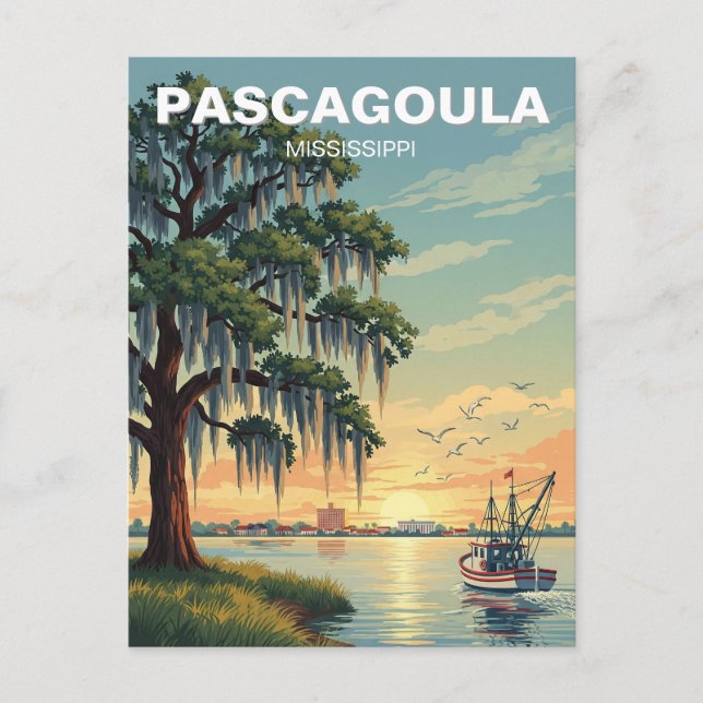 Leuchtturm in Pascagoula Mississippi Postkarte (Vorderseite)