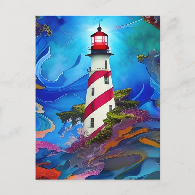 Leuchtturm in Storm Postcard Postkarte (Vorderseite)