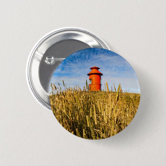Leuchtturm in Stykisholmur, Island Button (Vorne & Hinten)