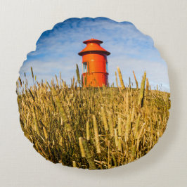 Leuchtturm in Stykisholmur, Island Rundes Kissen