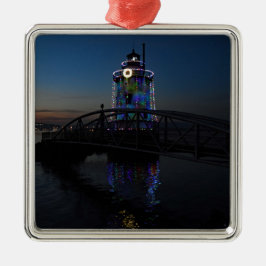 Leuchtturm in Weihnachtsbeleuchtung Ornament Aus Metall