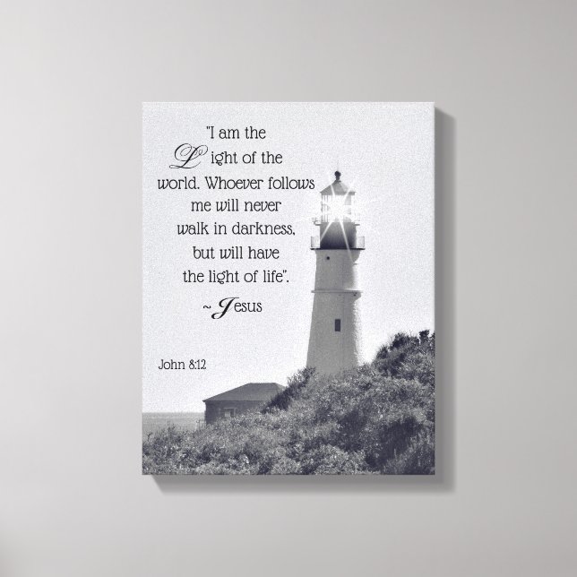 Leuchtturm John 8:12 Wrapped Canvas Leinwanddruck (Vorderseite)