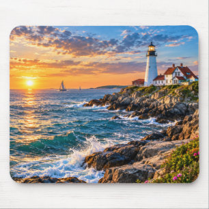 Leuchtturm Küstenlandschaft Sonnenuntergang Mauspa Mousepad