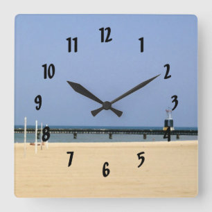 Leuchtturm Lake Michigan Shores Quadratische Wanduhr