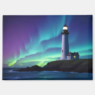 Leuchtturm Landschaft Küste Ozean Aurora Nacht Magnet