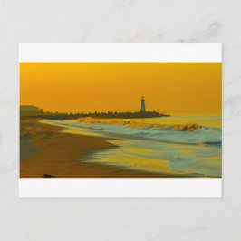 Leuchtturm-Malerei Golden Hour - Friedliche Küsten Postkarte