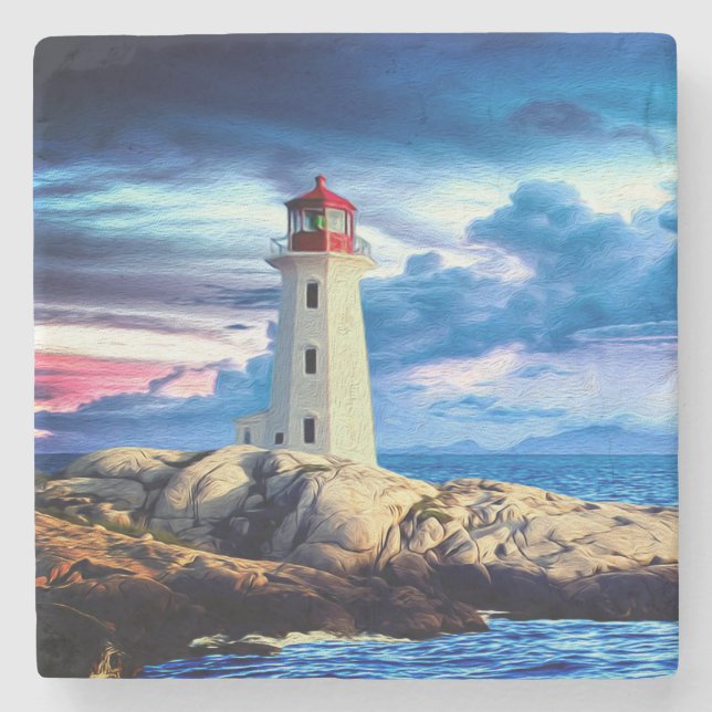 Leuchtturm - Marmor-Untersetzer Steinuntersetzer (Vorderseite)