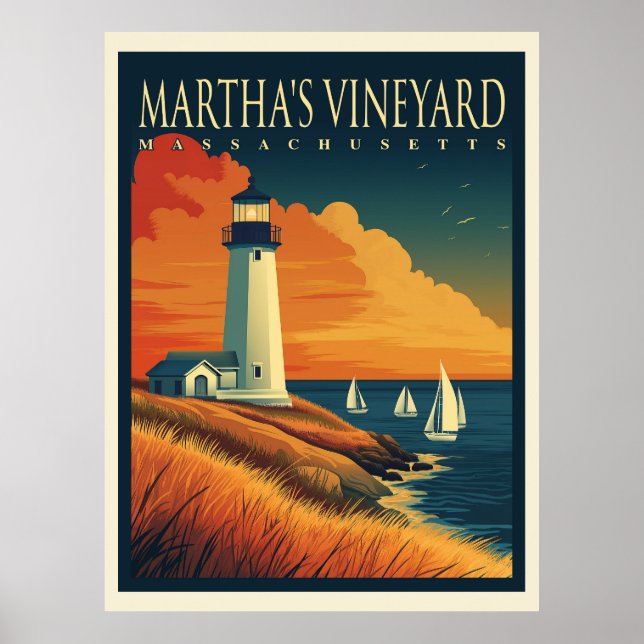 Leuchtturm Martha's Vineyard  Poster (Vorne)