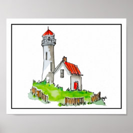 Leuchtturm mit rotem Dach Poster