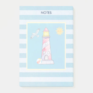 Leuchtturm mit rotem Streifen Post-it Klebezettel