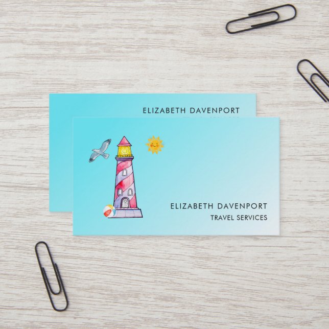 Leuchtturm mit rotem Streifen Visitenkarte (Vorderseite/Rückseite Beispiel)