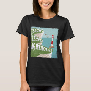 Leuchtturm mit Strandkopf Retroposter T-Shirt