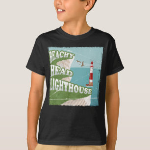 Leuchtturm mit Strandkopf Retroposter T-Shirt