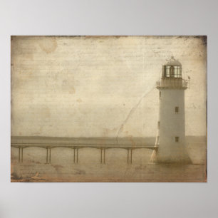 Leuchtturm mit Textur Poster