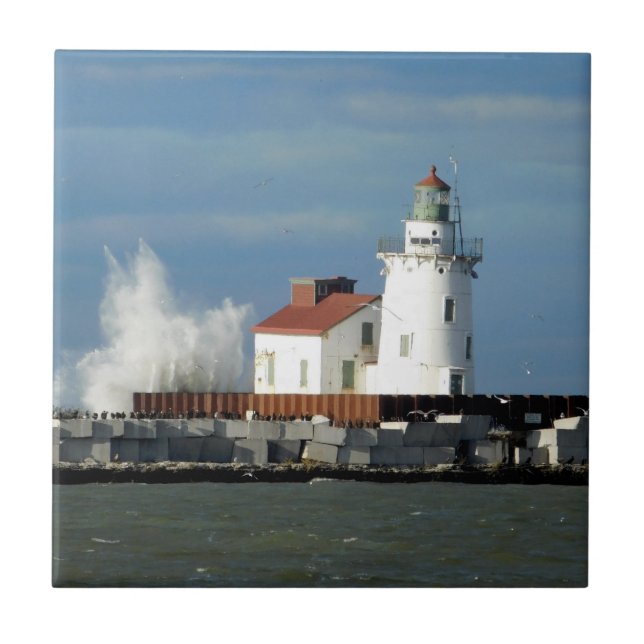 Leuchtturm mit Wave Keramik Tile Fliese (Vorderseite)