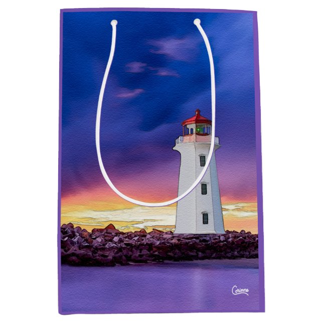 Leuchtturm - mittelgroße Geschenktasche Mittlere Geschenktüte (Vorderseite)
