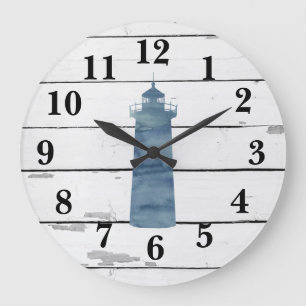 Leuchtturm Nautical Blue Shiplap Rustikale Dekorat Große Wanduhr