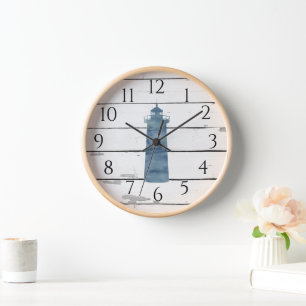 Leuchtturm Nautical Blue Shiplap Rustikale Dekorat Uhr