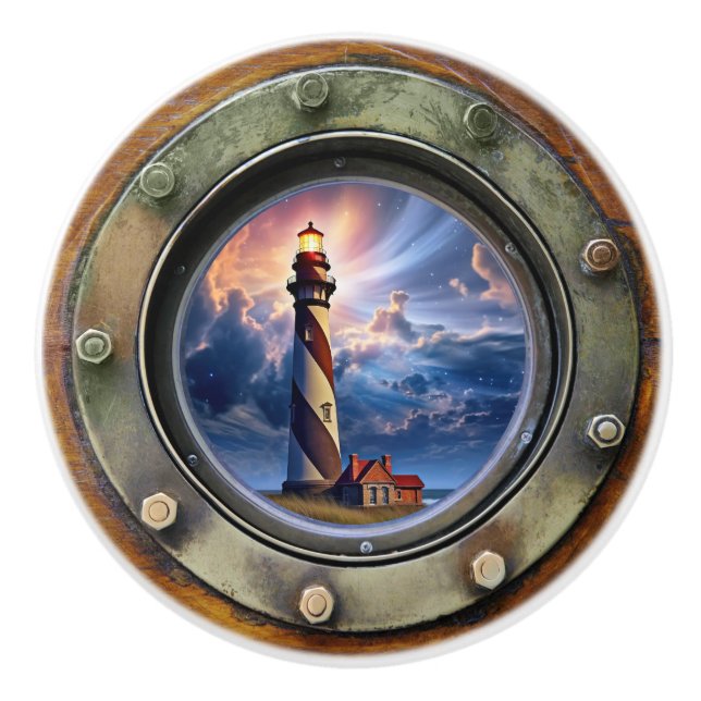 Leuchtturm Nautical Porthole Drawer Knobs Keramikknauf (Vorderseite)