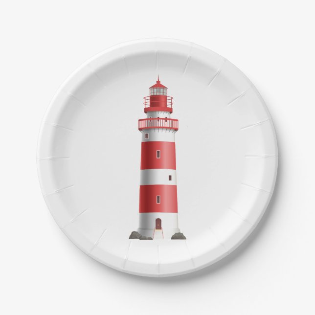 Leuchtturm Nautical Wedding Beach Summer Ocean Pappteller (Vorderseite)