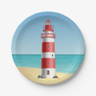 Leuchtturm Nautical Wedding Beach Summer Ocean Pappteller