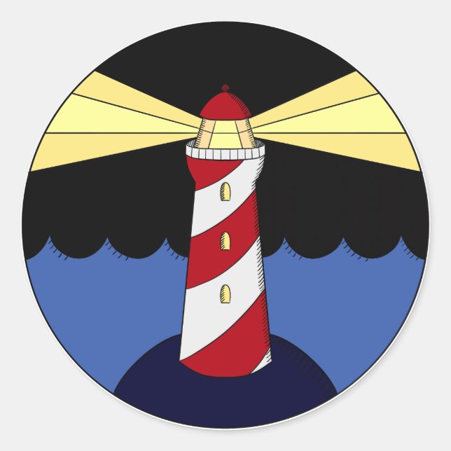 Leuchtturm Nautikaufkleber Runder Aufkleber (Vorderseite)