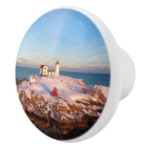 Leuchtturm Nubble Light Aerial Snowy Maine Lightho Keramikknauf