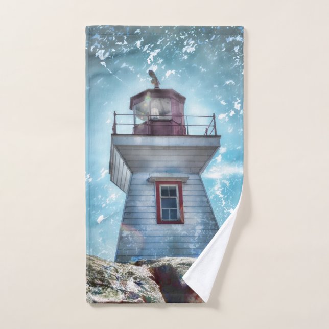 Leuchtturm Ozean Blue Nautical Rustic Coasta Badhandtuch Set (Handtuch)