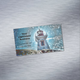 Leuchtturm Ozean Blue Nautical Rustic Coastal Magnetische Visitenkarte