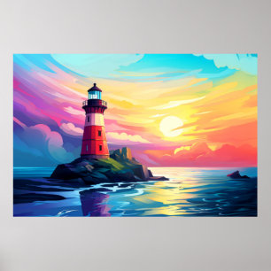 Leuchtturm Ozean Küste Landschaft Natur Poster
