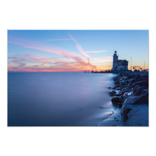 Leuchtturm Paard van Marken in einem blauen Fotodruck