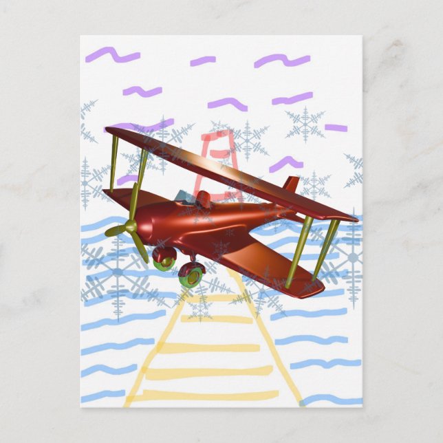Leuchtturm Pier Biplane Blue Waves Postkarte (Vorderseite)