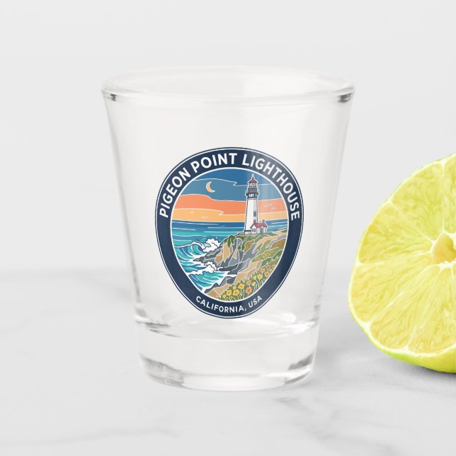 Leuchtturm Pigeon Point USA Schnapsglas (Vorderseite)