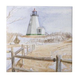 Leuchtturm Plymouth Aquarell Fliese